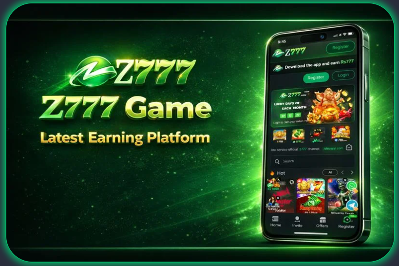 Green mobile interface used as a Z777 installation guide illustration
